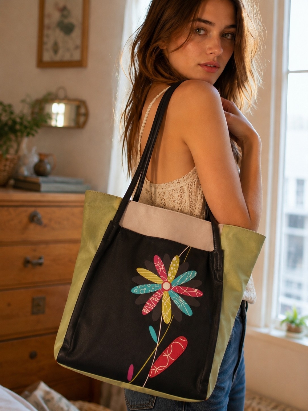 ESPE Floral Tote Bag – Colorful Vegan Leather 🏵